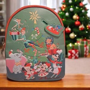 NWT Disney Parks 2023 Classics Christmas Mickey & Friends Backpack Bag Loungefly